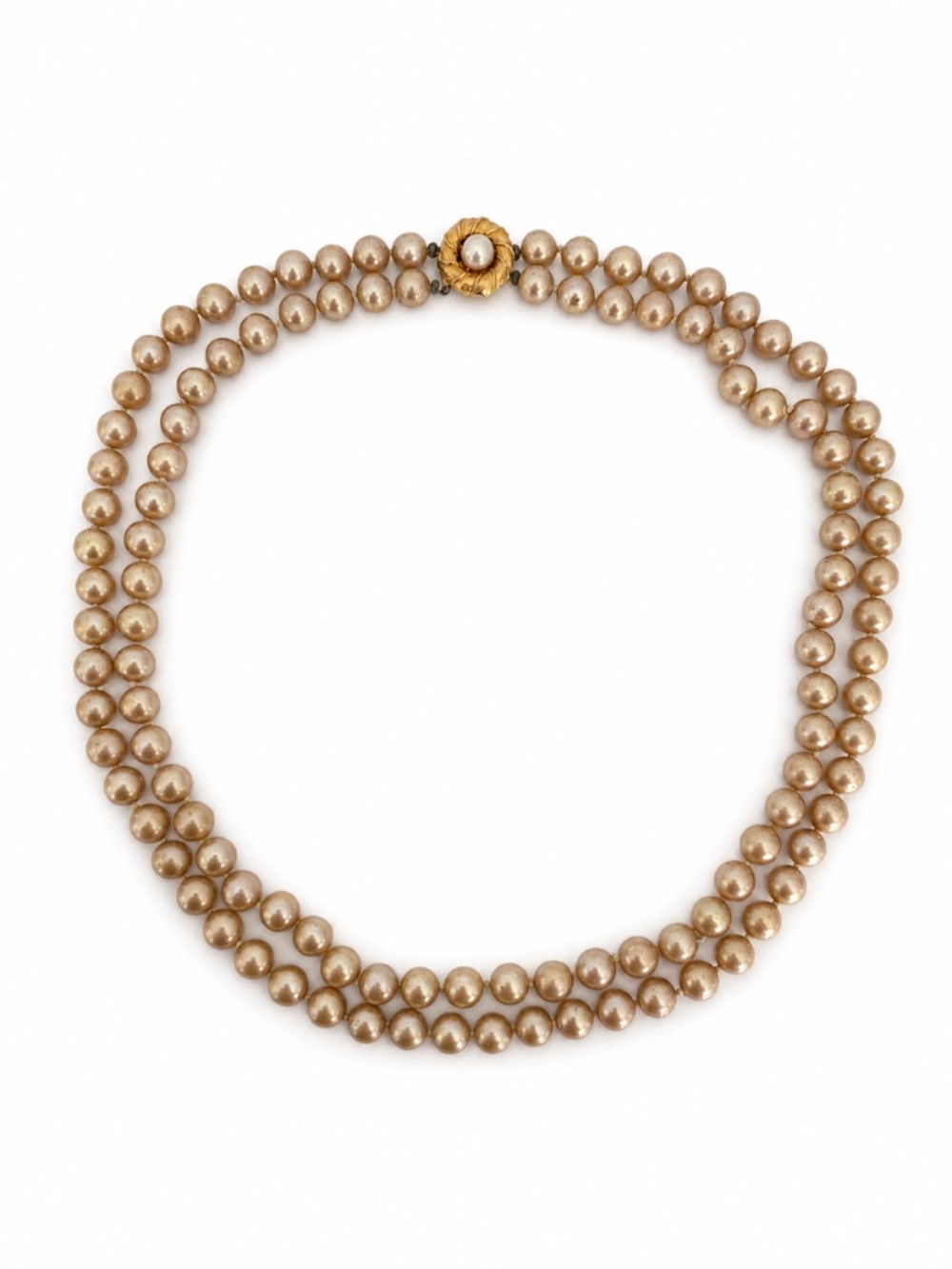 Vintage Duchess Double-Strand Champagne Faux-Pearl Necklace